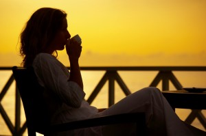 having a coffee